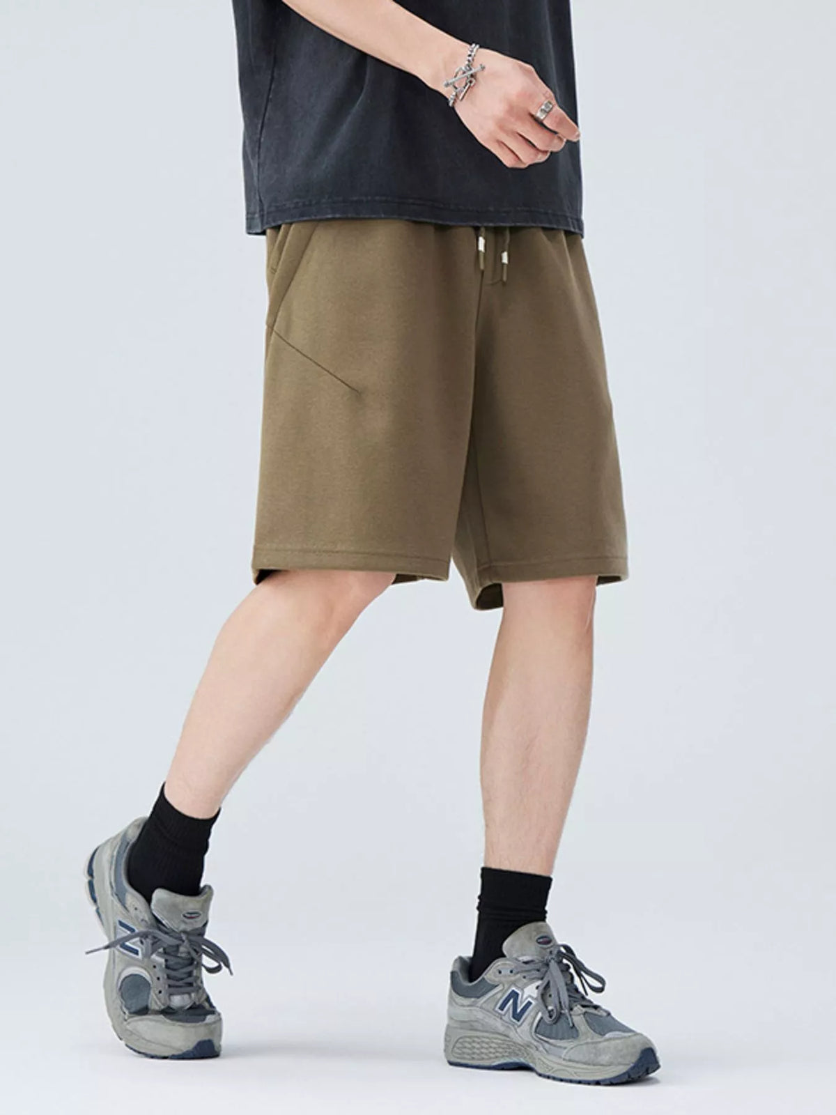 Men's Plus Size Drawstring Casual Shorts in Khaki