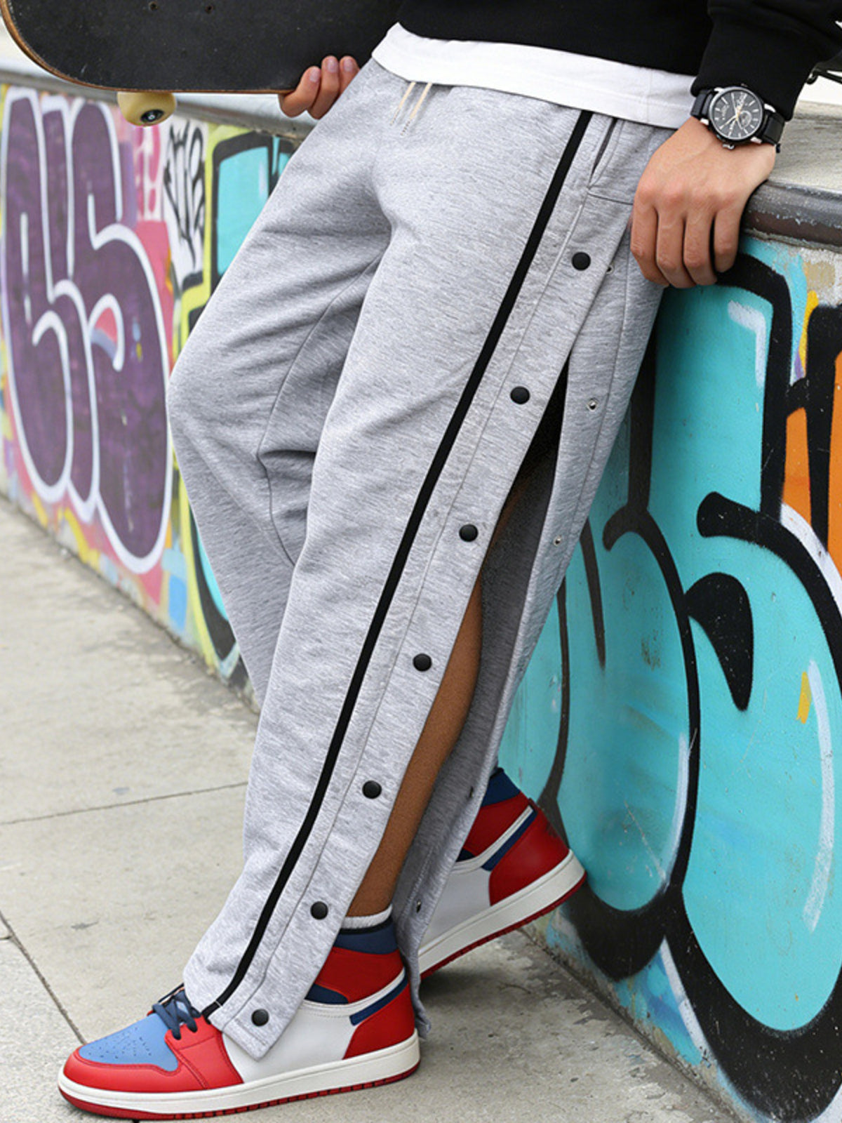 Men's Full Size Side Snap Button Pants Plus Size