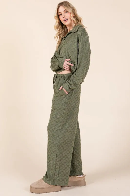 BOMBOM Tied Checkered Wide Leg Pants - Lilixa.store