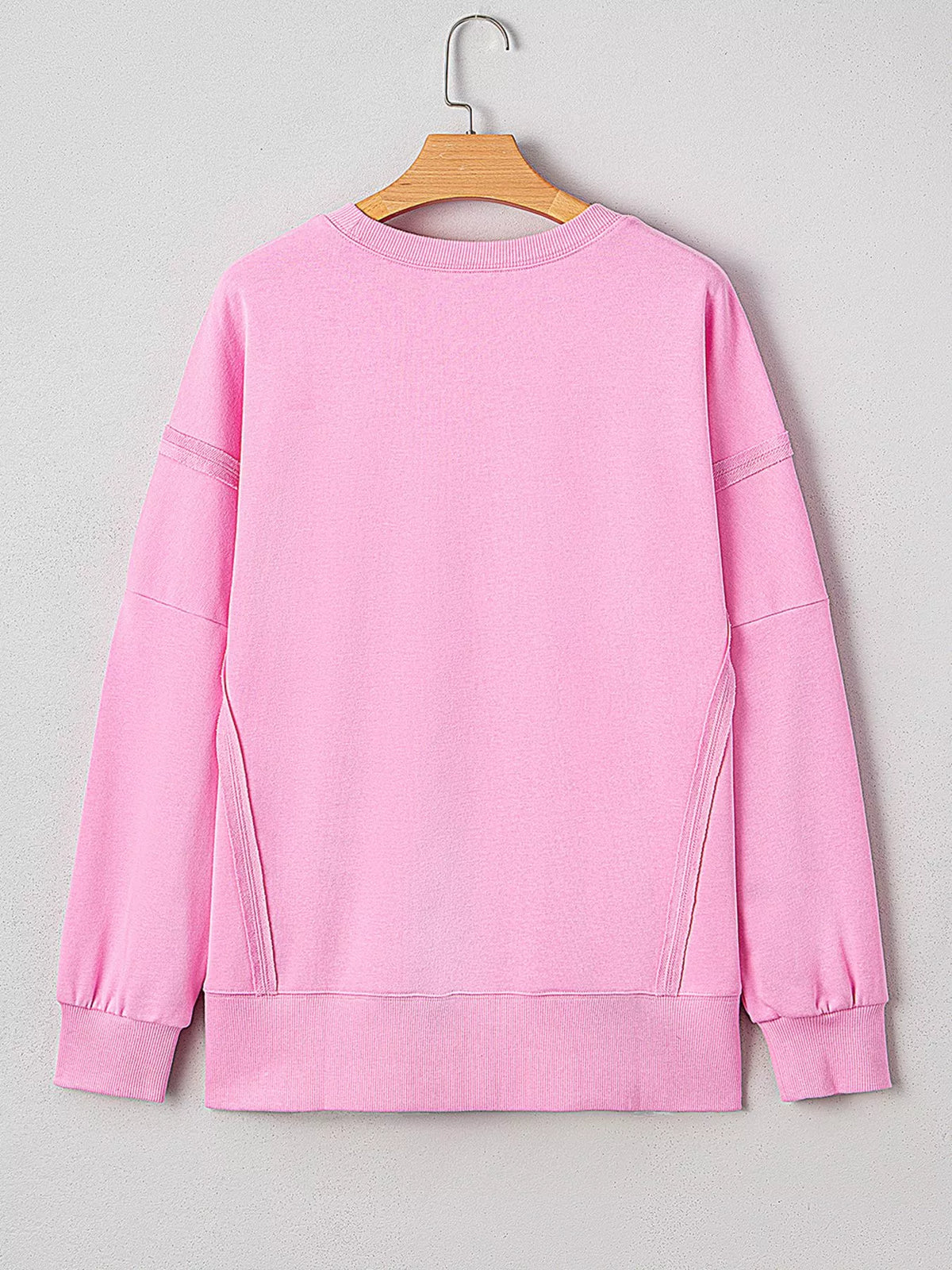 Sequin XOXO Letter Graphic Exposed Seam Baggy Sweatshirt - Lilixa.store