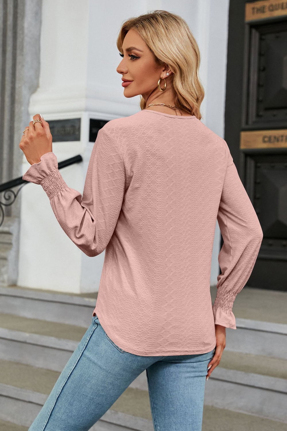 V-Neck Flounce Sleeve Blouse, view 12