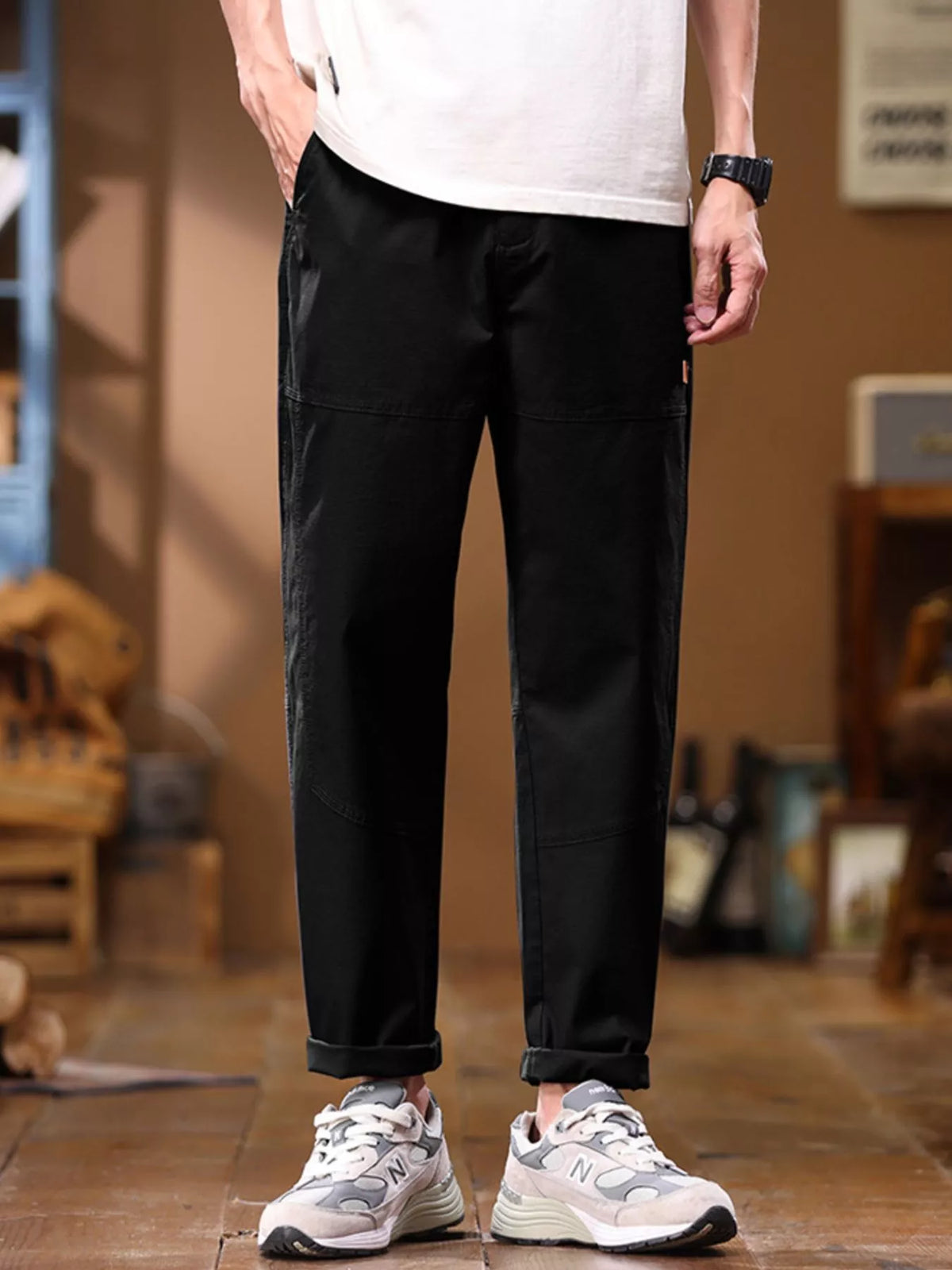 Men's Full Size Loose Fit Pants Plus Size in Black