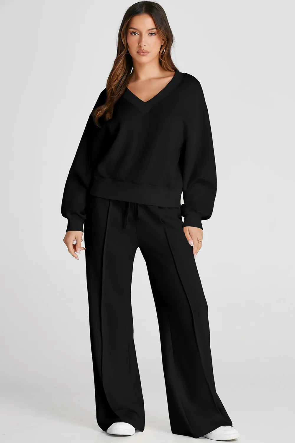 V-Neck Long Sleeve Top and Pants Active Set - Lilixa.store