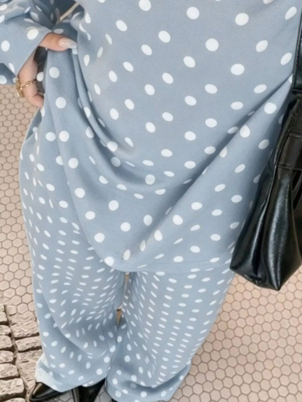 Polka Dot Boat Neck Top and Pants Set - Lilixa.store