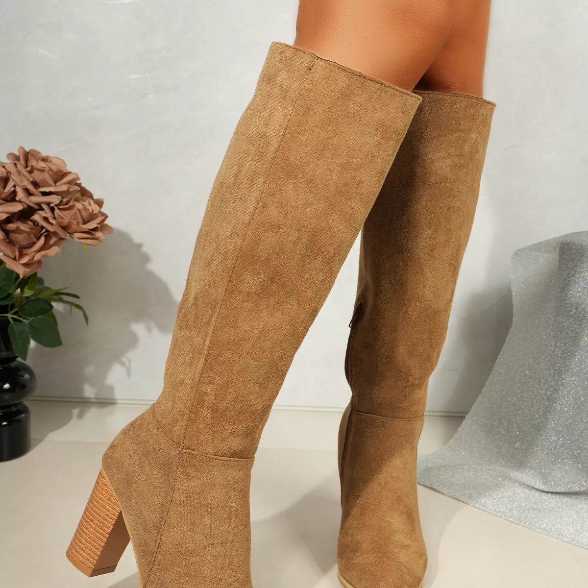 Point Toe Block Heels Boots - Lilixa.store