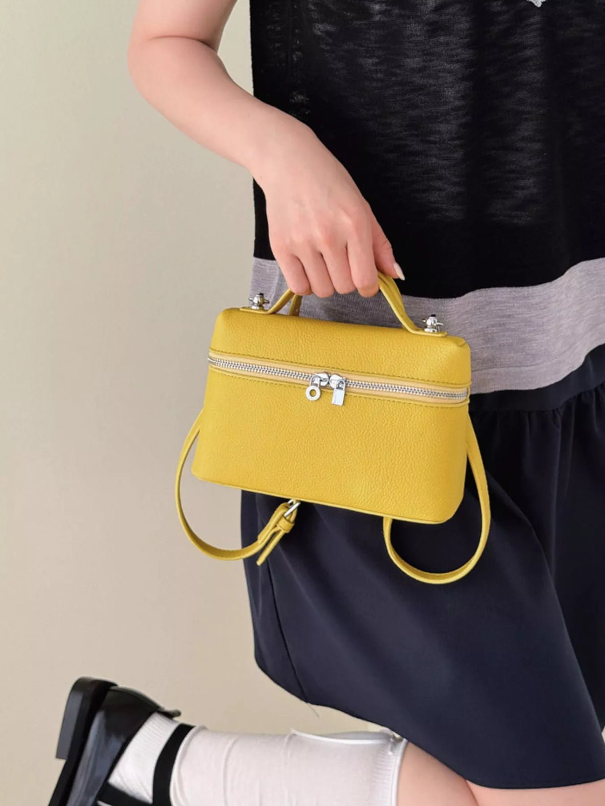 Textured Zipper Crossbody Bag