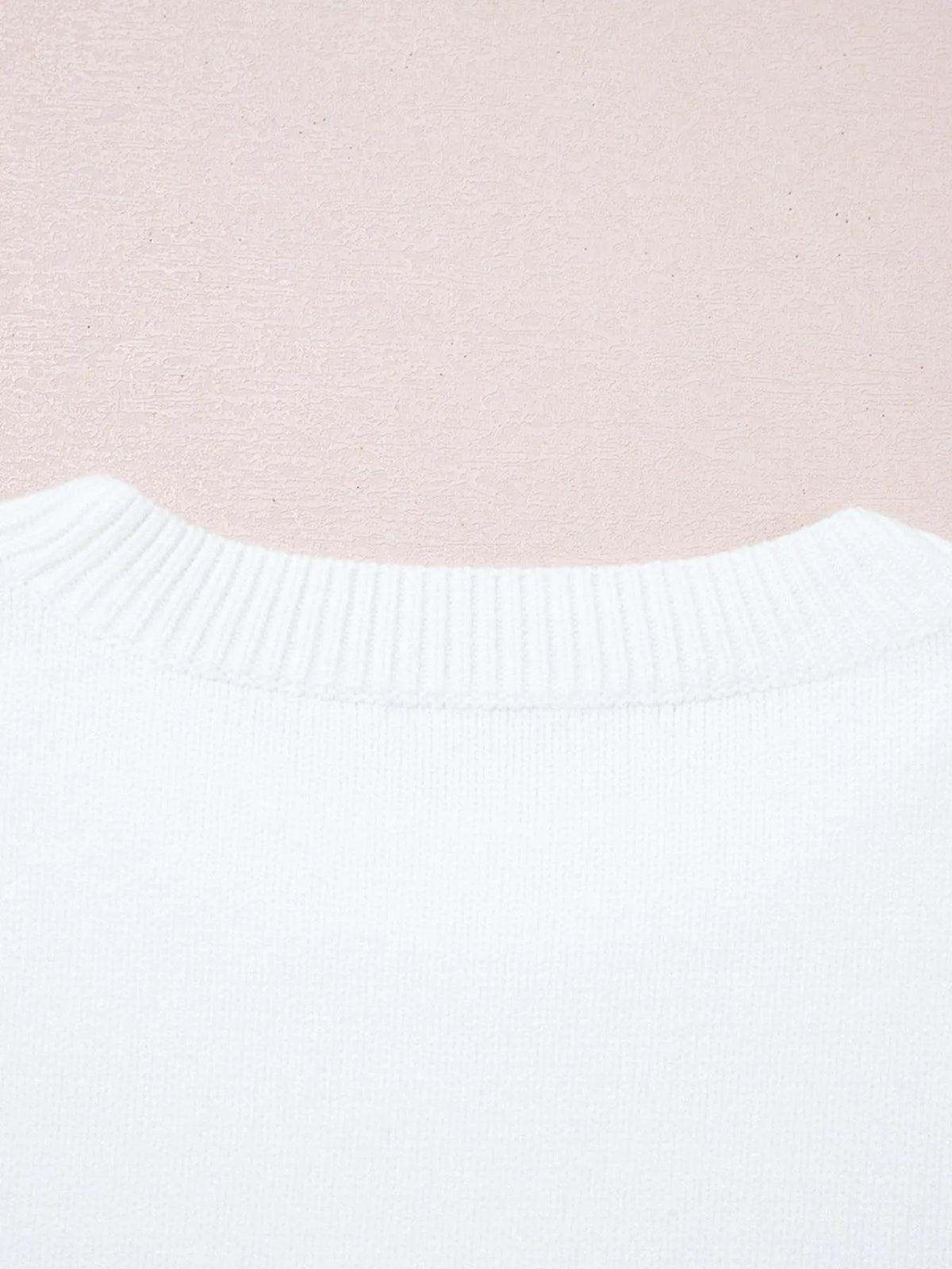 Letter Contrast Hem Round Neck Sweater