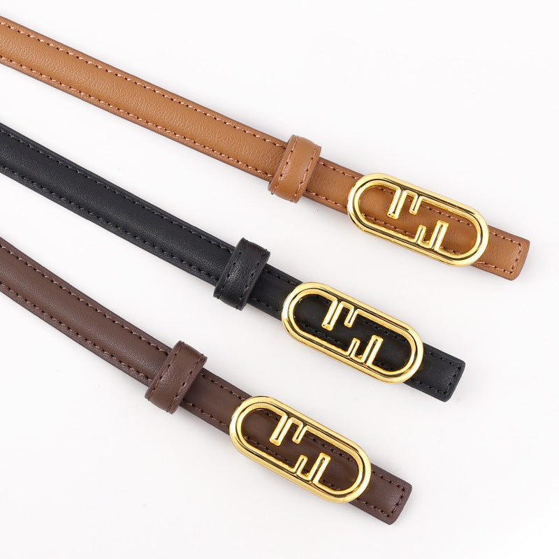 Buckle Leather Skinny Belt - Lilixa.store