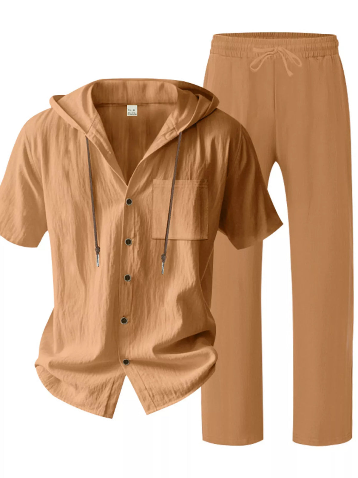 Men's Full Size Casual Hooded Short Sleeve Shirt and Pants Two-Piece Set Plus Size - Lilixa.store