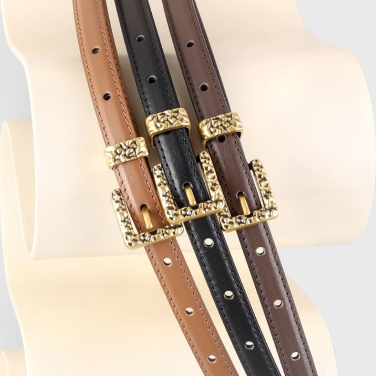 Skinny Leather Belt with Buckle - Lilixa.store