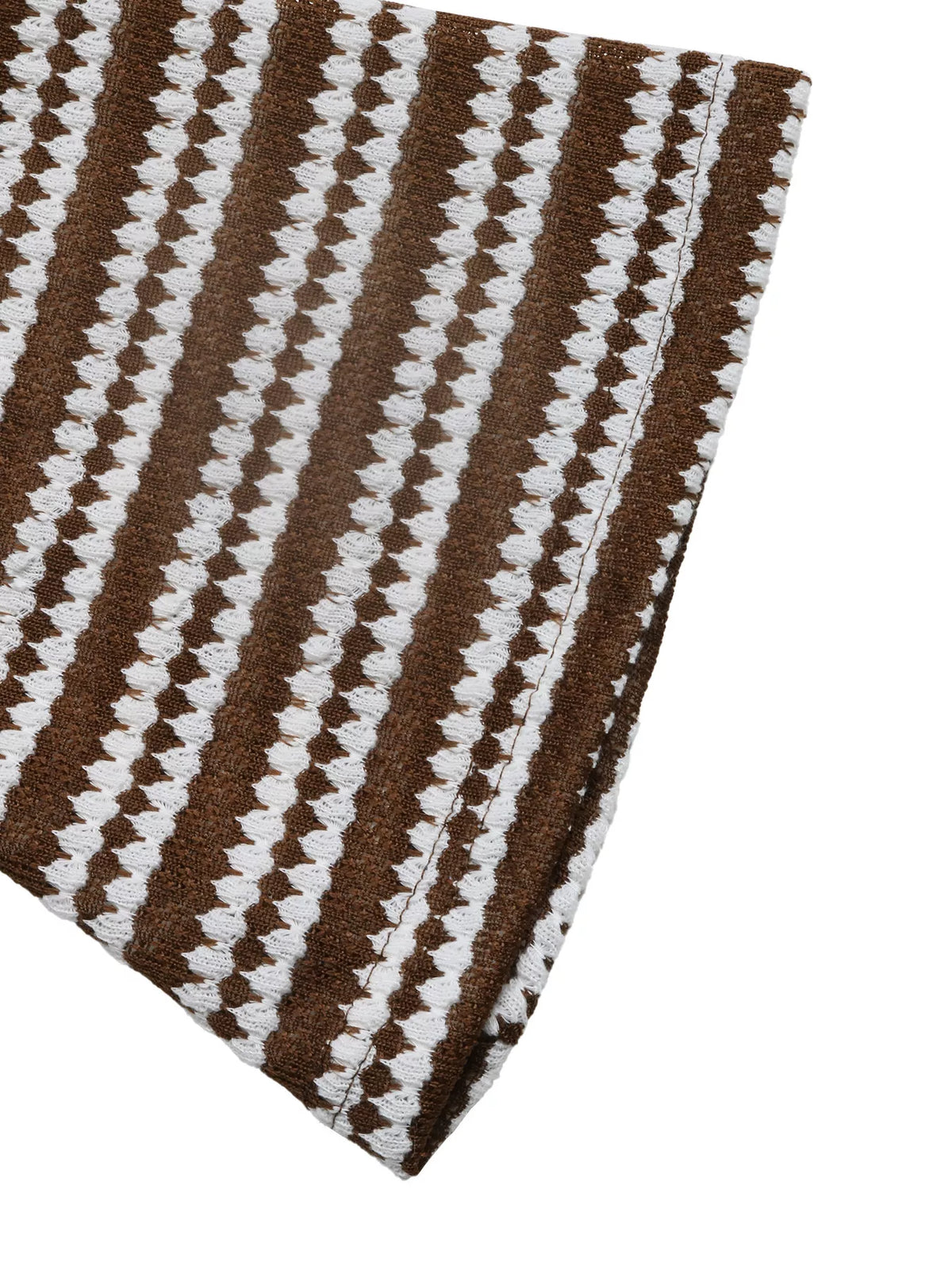 Striped Flare Sleeve Ribbed Knit Dress in Brown, view 9
