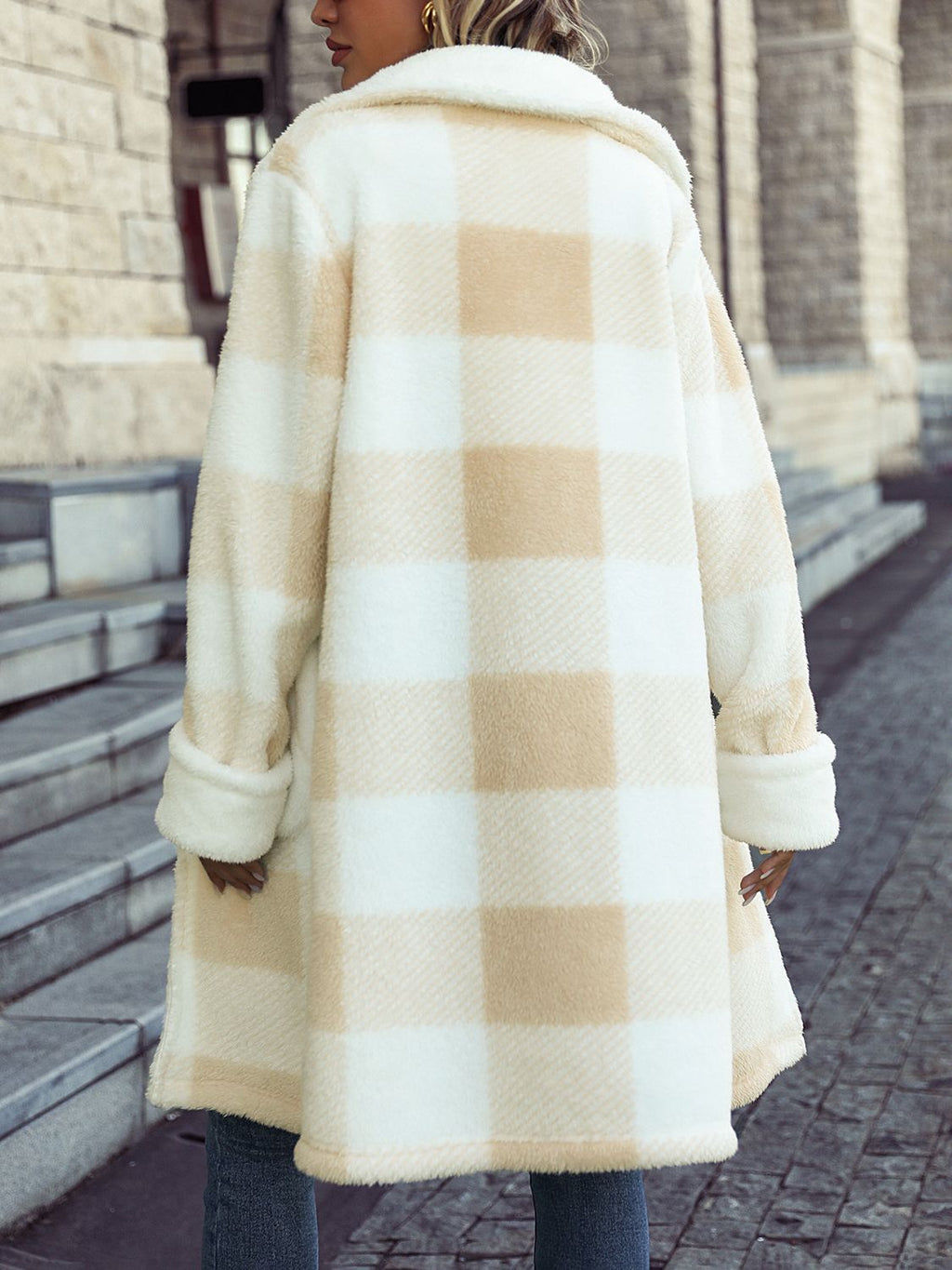 Plaid Button Down Coat with Pockets - Lilixa.store