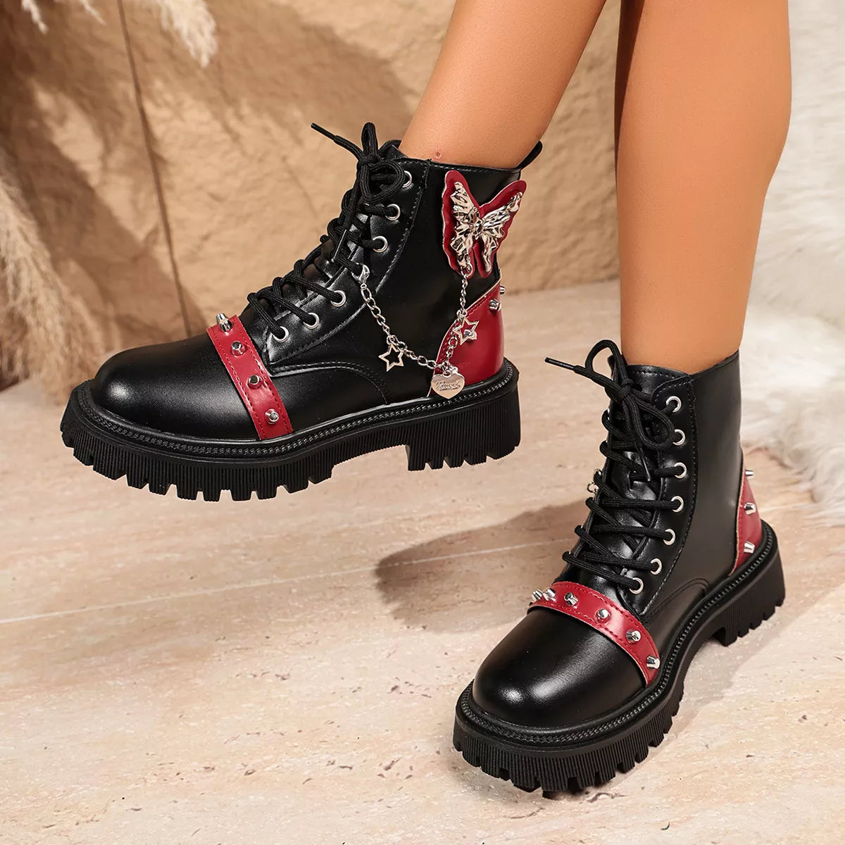 Round Toe Lace Up Boots - Lilixa.store