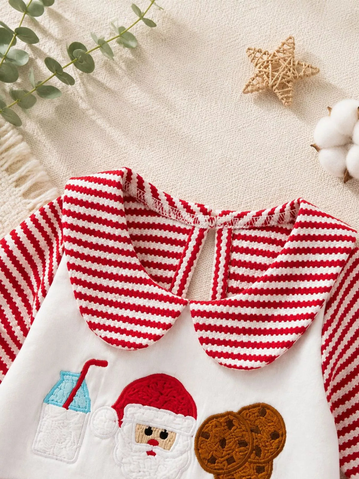 Children's Christmas Santa and Cookies Striped One-Piece - Lilixa.store