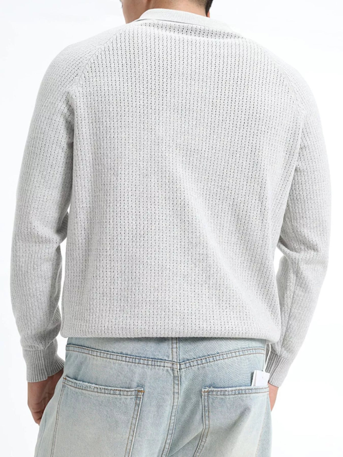 Men's Plus Size Textured Polo Collar Knit Top