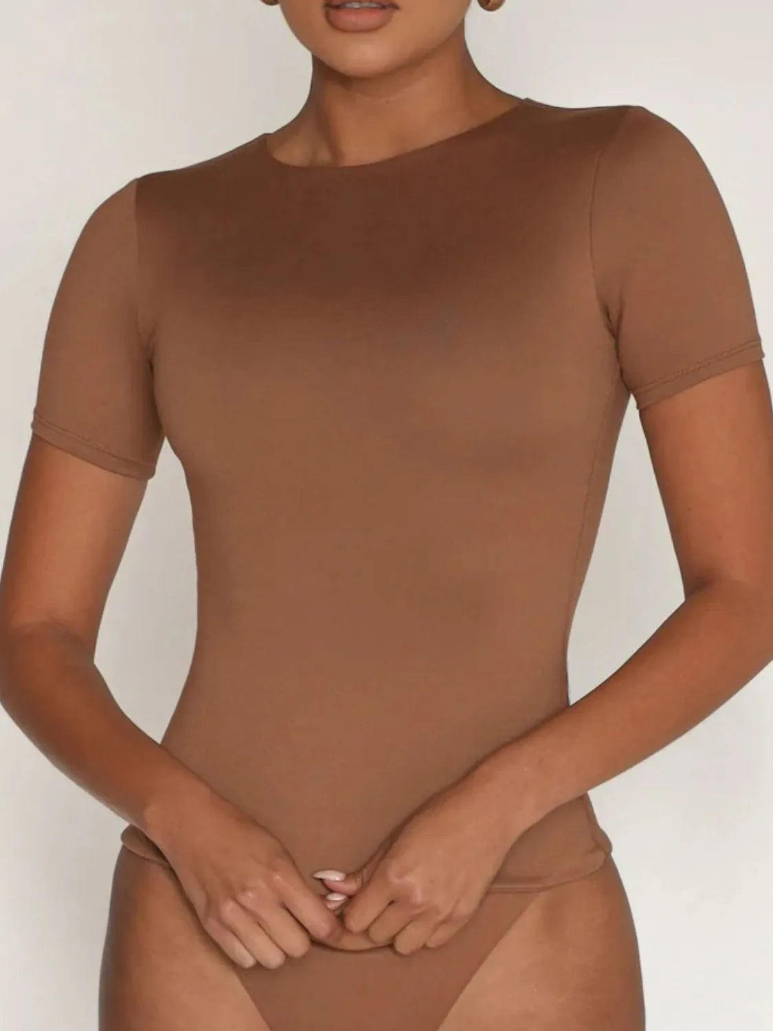 Round Neck Short Sleeve Swim Top - Lilixa.store