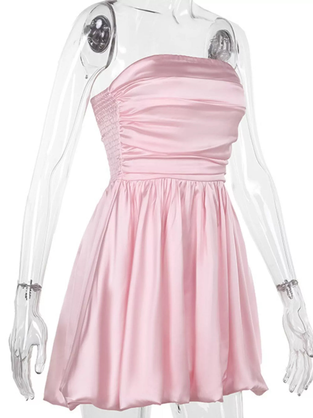 Strapless Ruched Mini Bubble Dress - Lilixa.store
