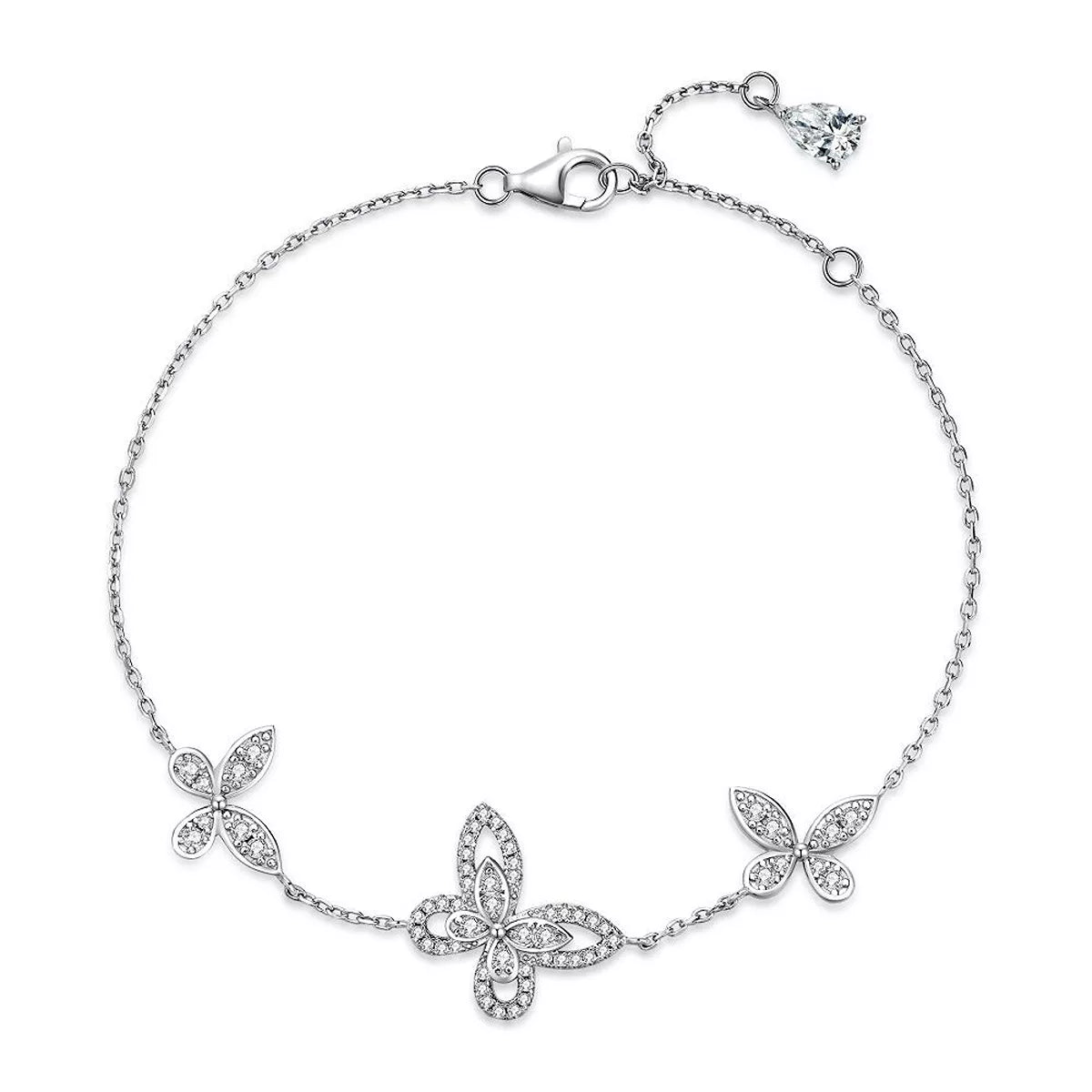 925 Sterling Silver Chain Butterfly Bracelet