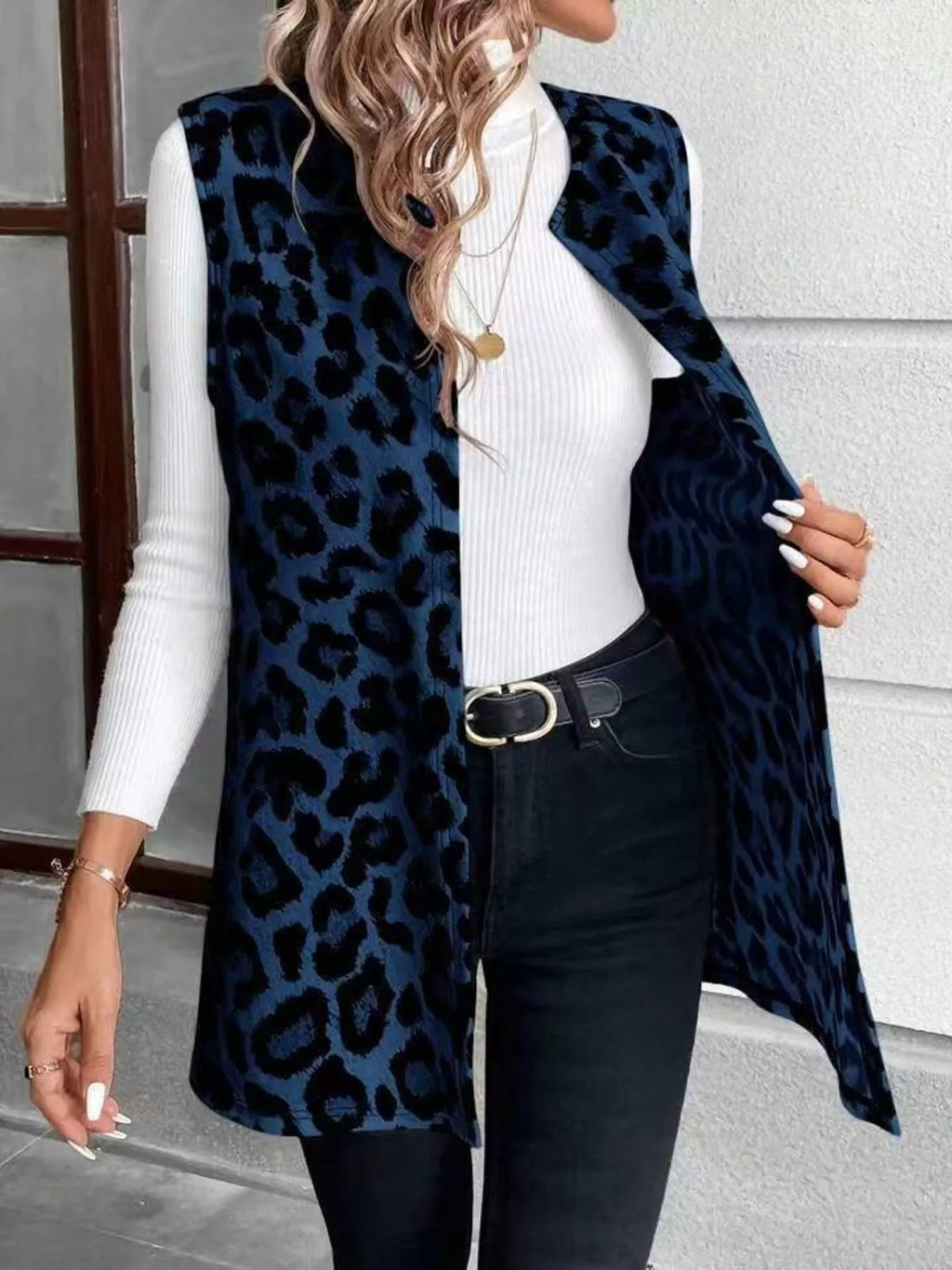 Sleeveless Leopard Print Vest Coat - Lilixa.store