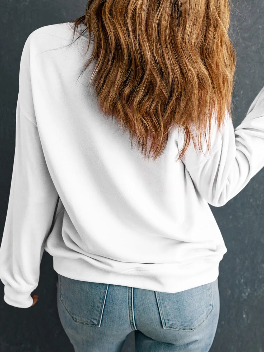 I'M BACK Round Neck Dropped Shoulder Sweatshirt - Lilixa.store
