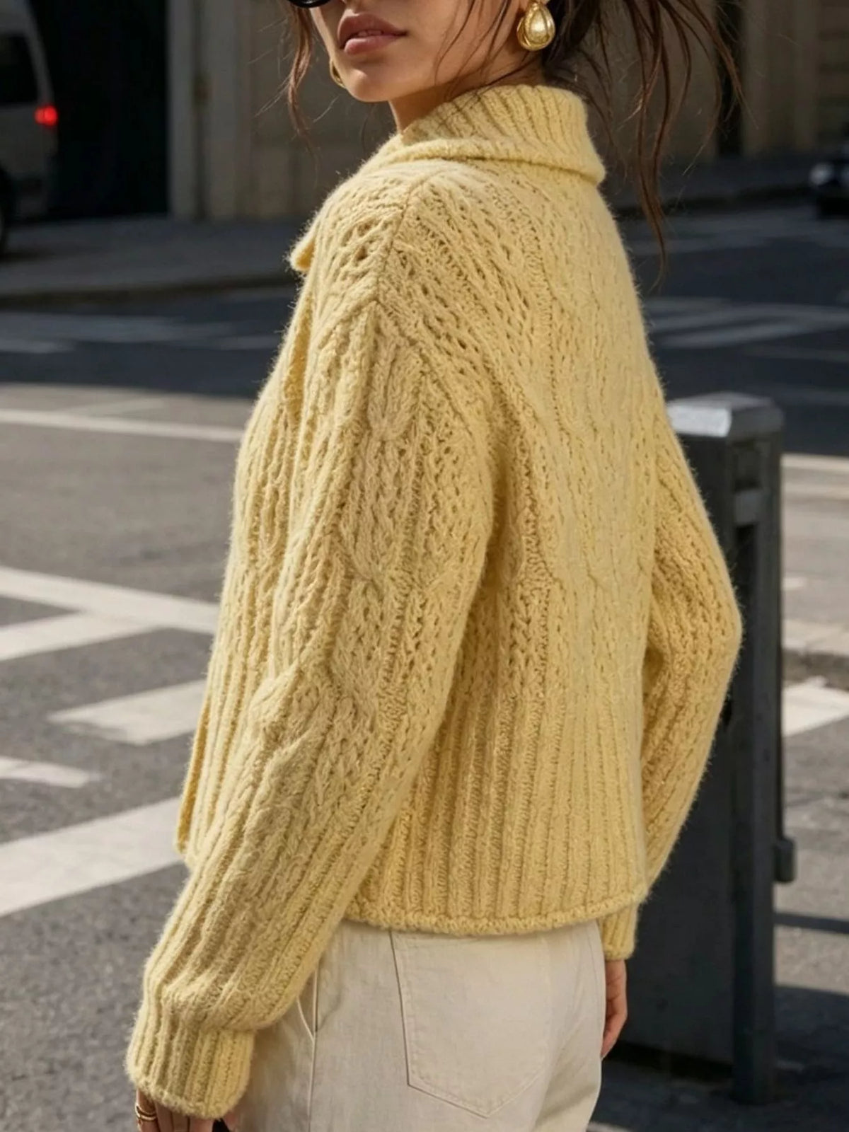 Cable-Knit Button Up Cardigan, view 9