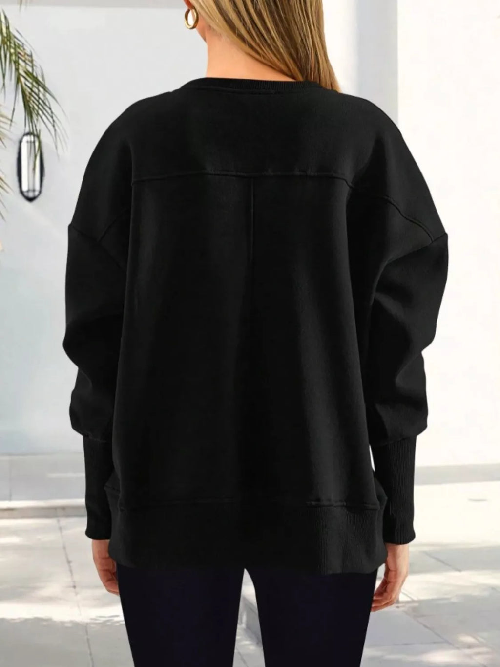 Casual Loose Side Slit Sweatshirt - Lilixa.store