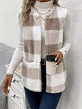 Cozy Plaid Sherpa Vest Coat - Lilixa.store