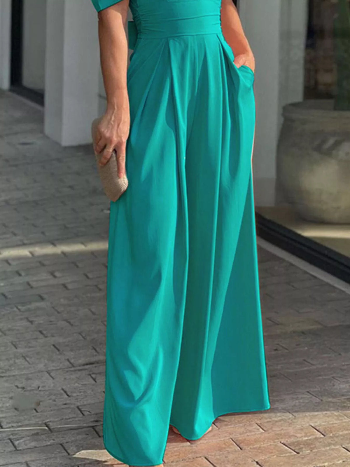 Puff Sleeve Wide Leg Jumpsuit, view 12