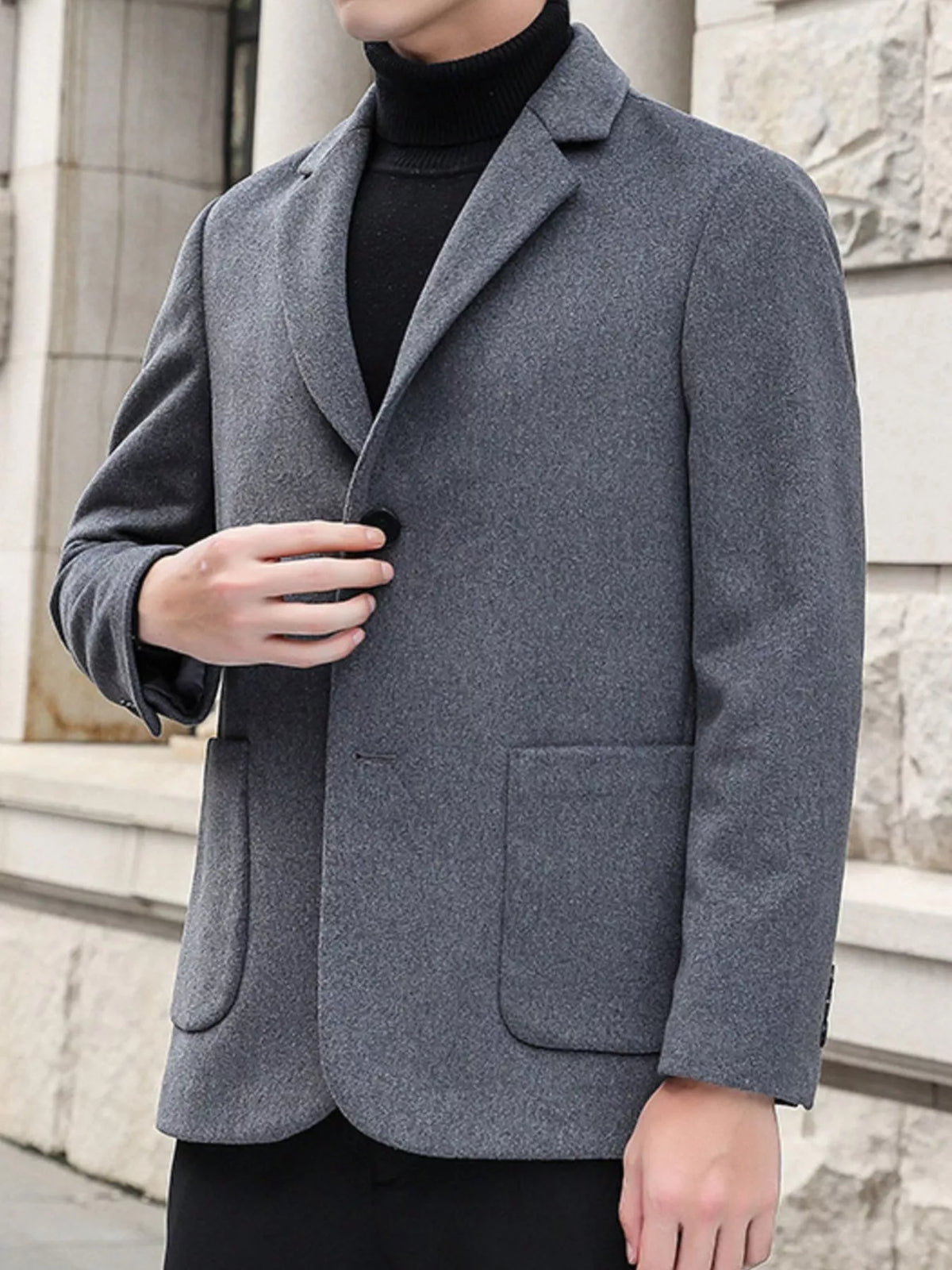 Men's Plus Size Lapel Collar Long Sleeve Blazer, view 3