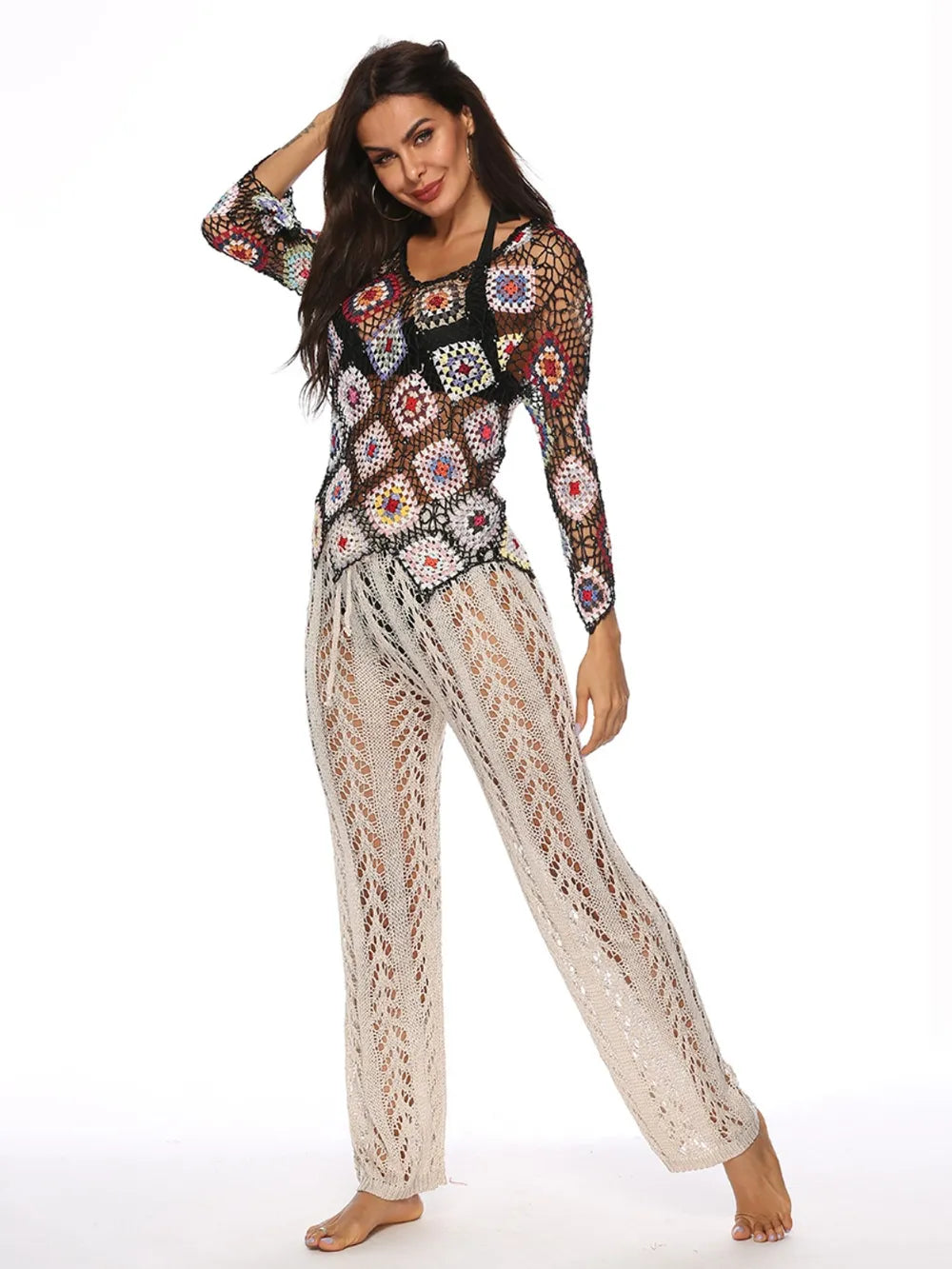 Cutout Drawstring High Waist Swim Pants - Lilixa.store