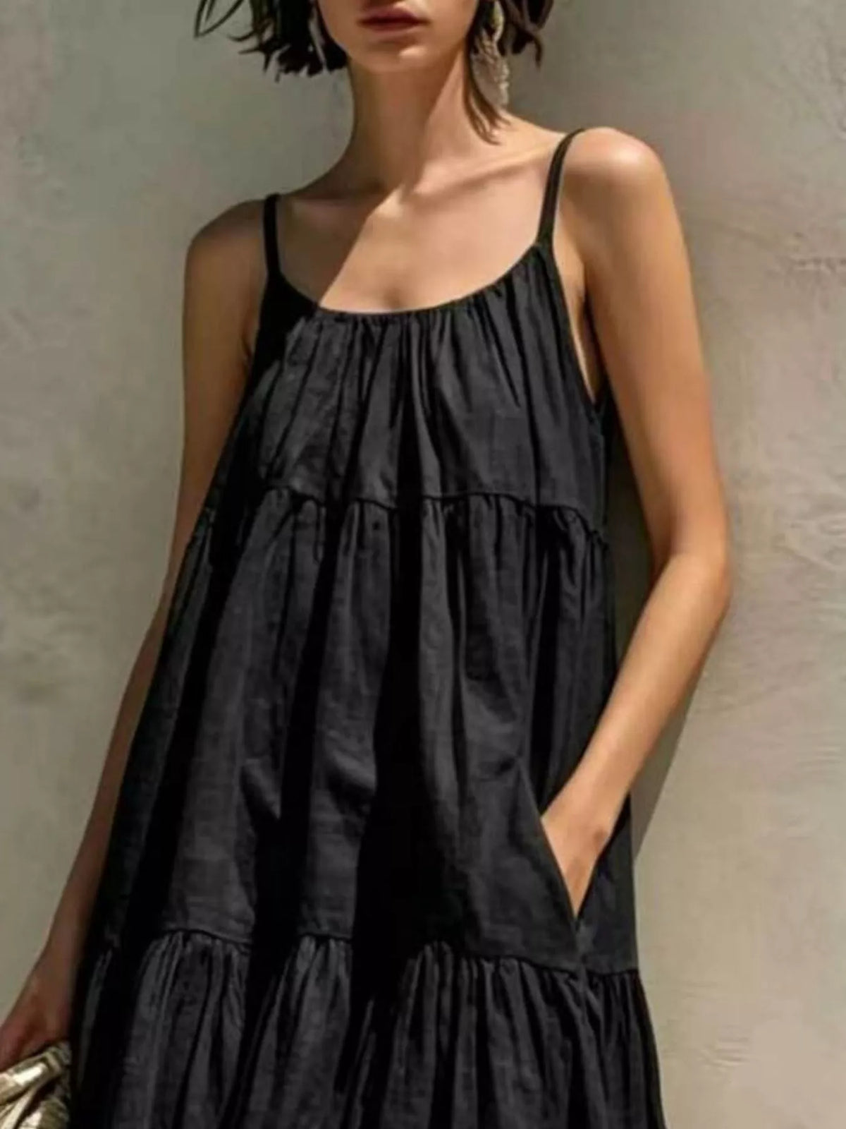 Tiered Scoop Neck Maxi Dress - Lilixa.store