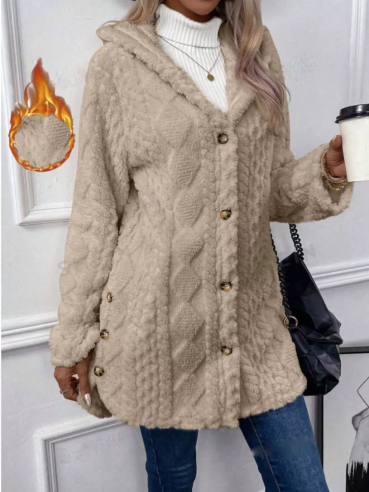 Hooded Button-Down Fleece Outerwear - Lilixa.store