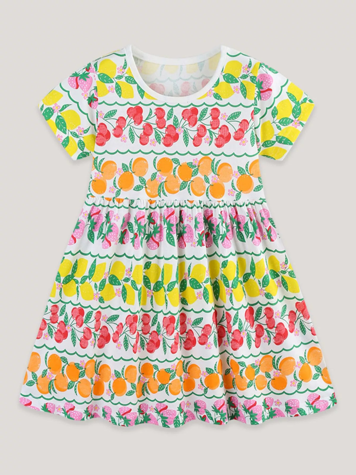 Children's Fruit Print Tiered Dress - Lilixa.store