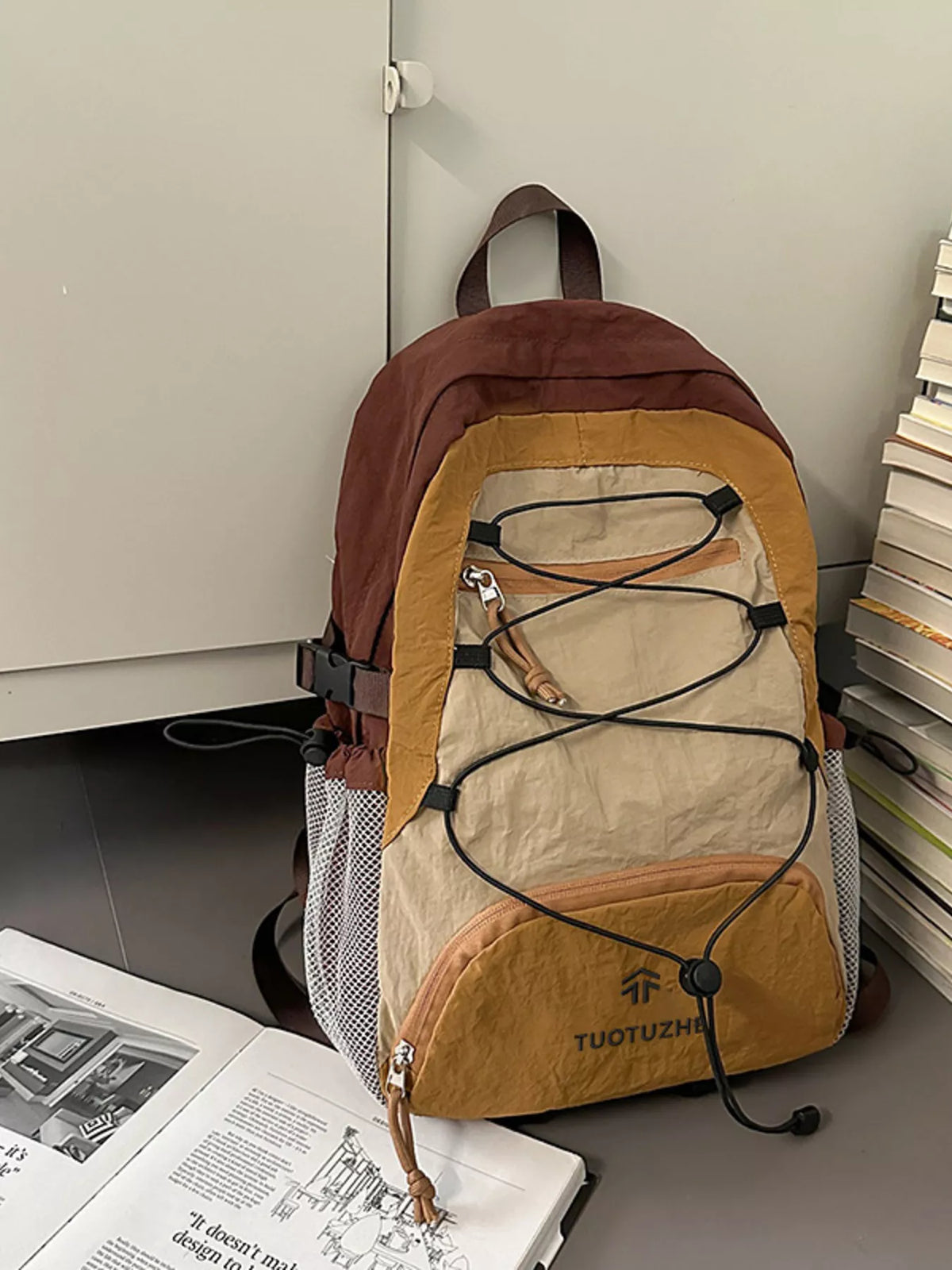Color Block Lightweight Backpack Bag - Lilixa.store