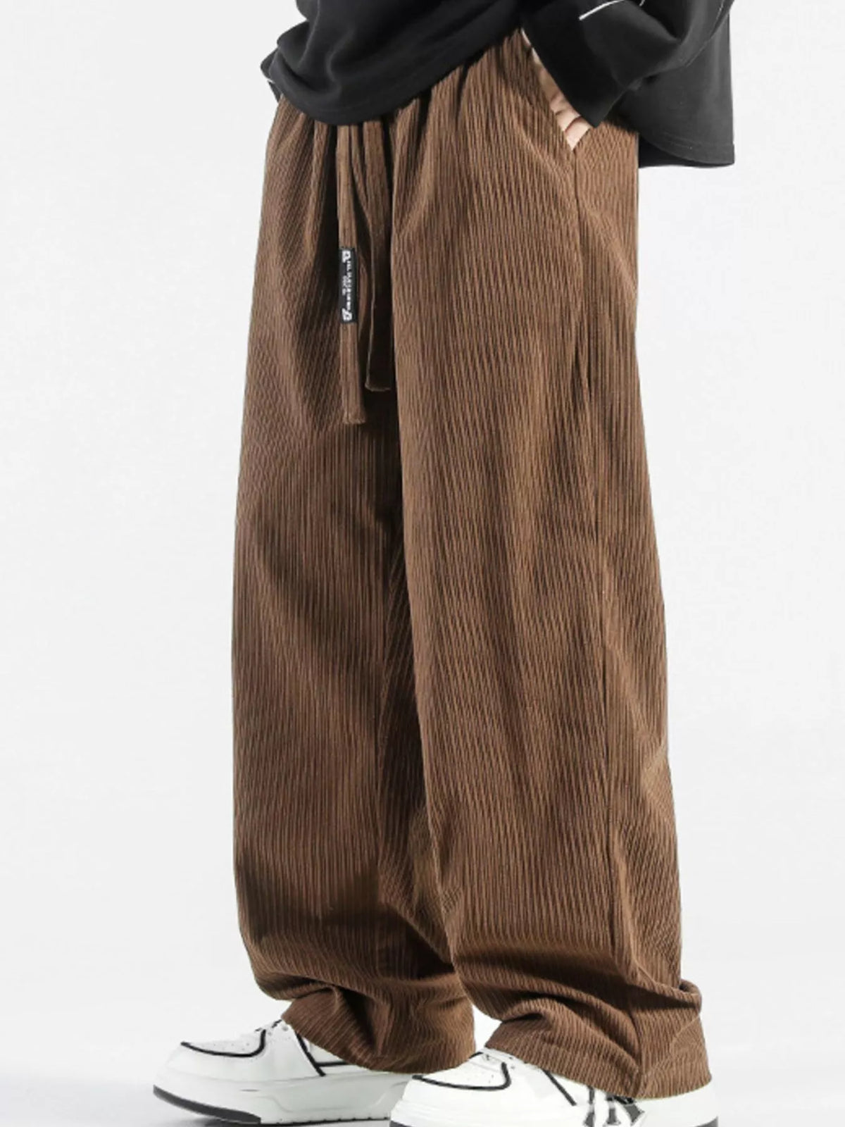Men's Plus Size Casual Drawstring Wide Leg Pants, view 2