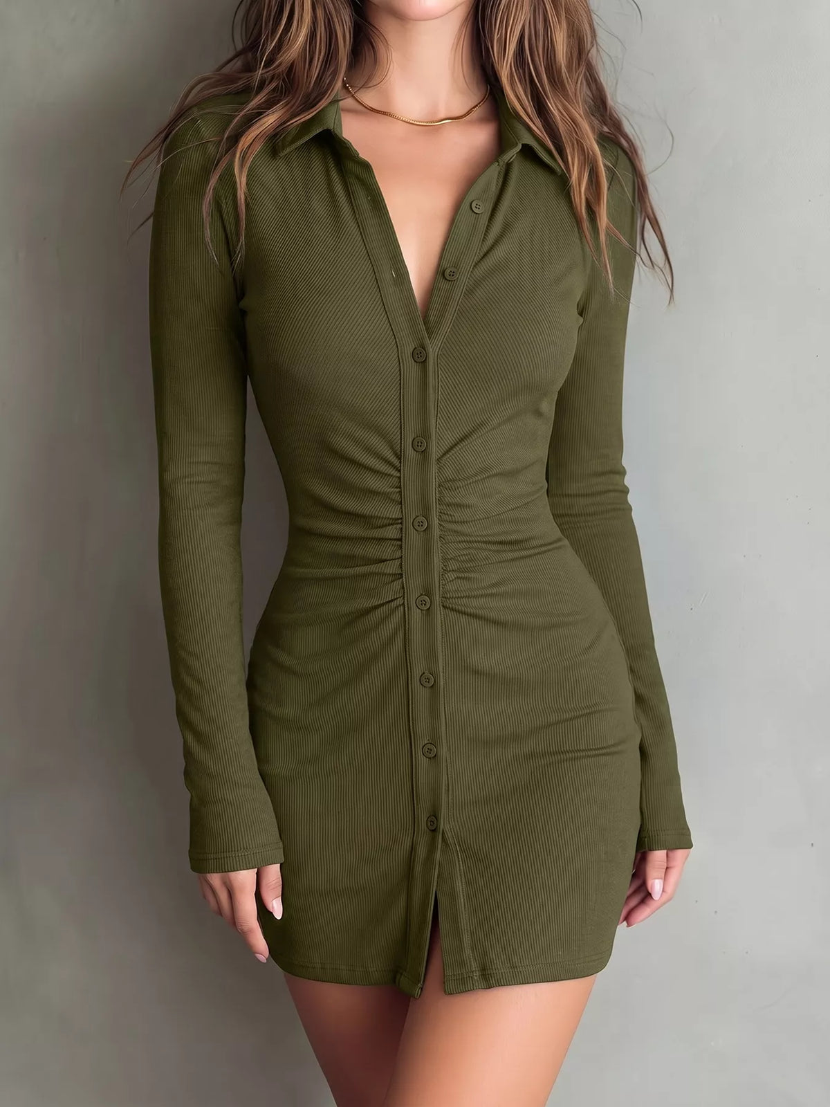 Button-Down Bodycon Mini Dress - Lilixa.store
