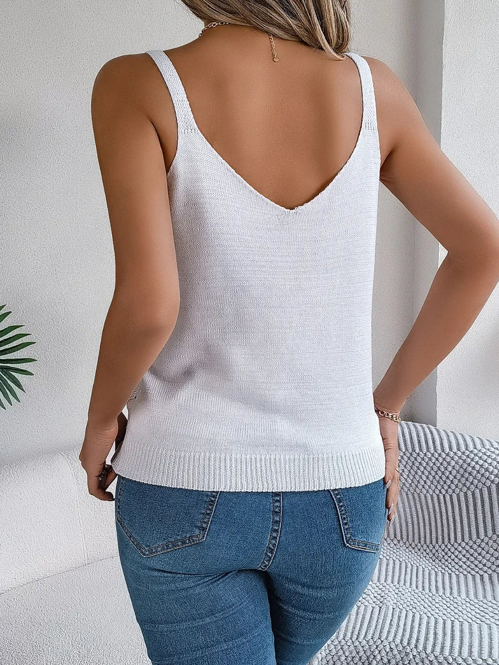 Openwork Scoop Neck Knit Vest, view 4