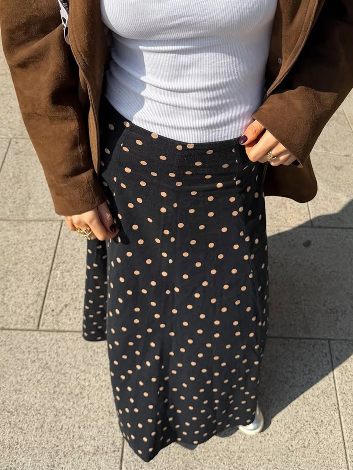 Polka Dot High-Waisted A-Line Skirt