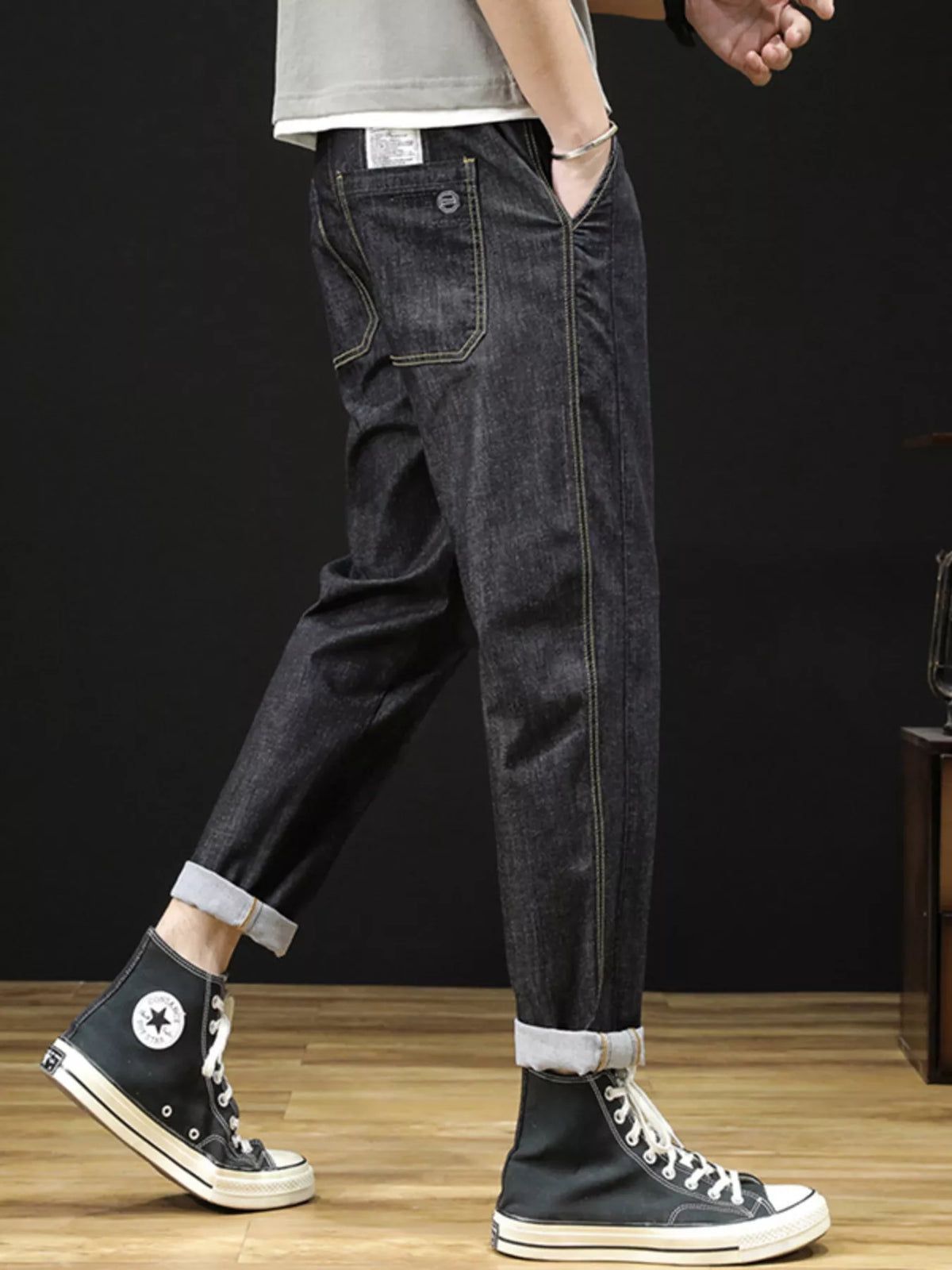 Men's Plus Size Drawstring Straight Leg Jeans - Lilixa.store