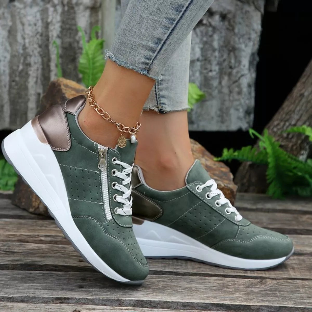 Platform Lace Up Sneakers, view 4
