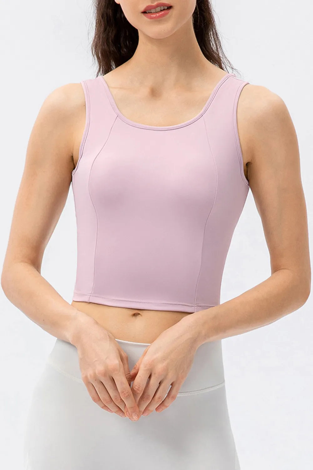 Round Neck Wide Strap Active Tank - Lilixa.store