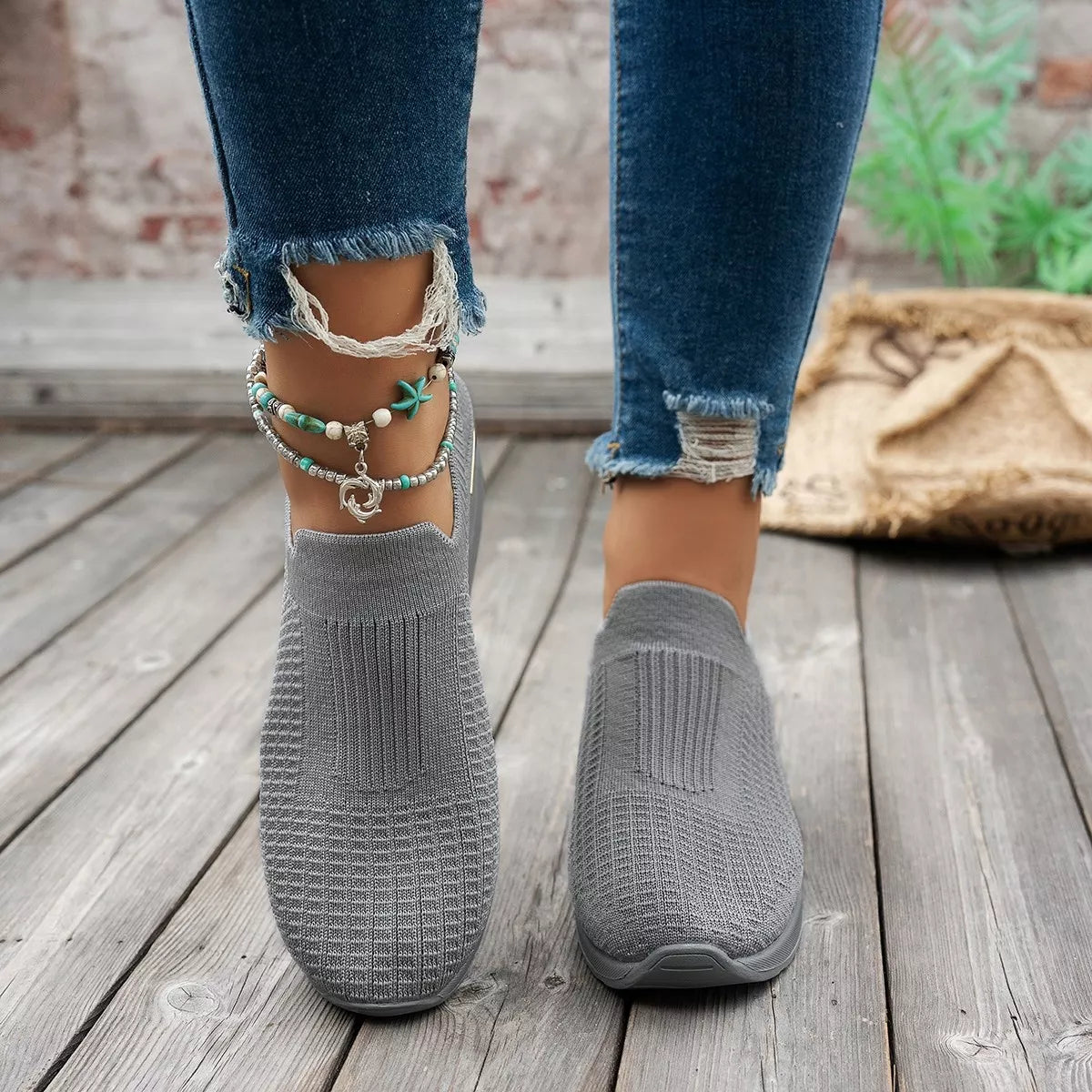 Mesh Round Toe Wedge Athletic - Lilixa.store