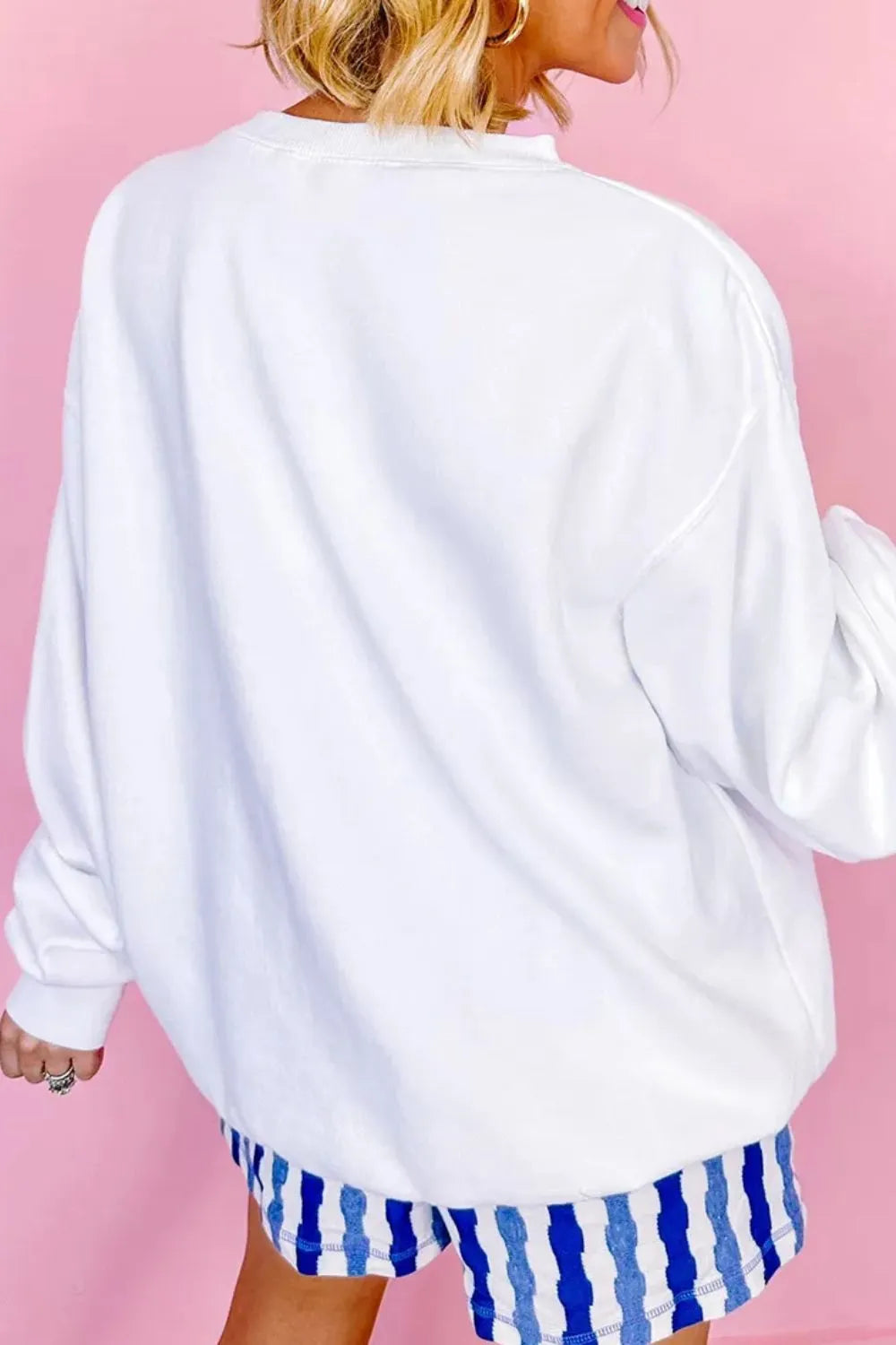 US Flag Round Neck Long Sleeve Sweatshirt - Lilixa.store