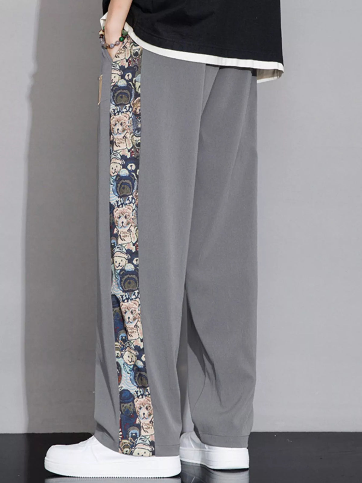 Men's Full Size Printed Side Stripe Loose Pants Plus Size, view 3