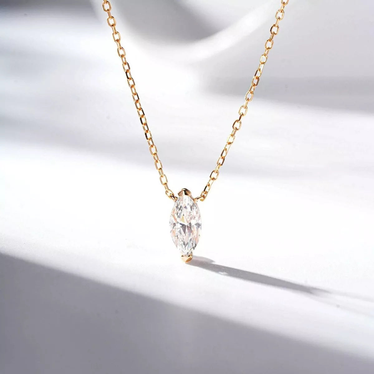 925 Sterling Silver Zircon Teardrop Necklace in Gold