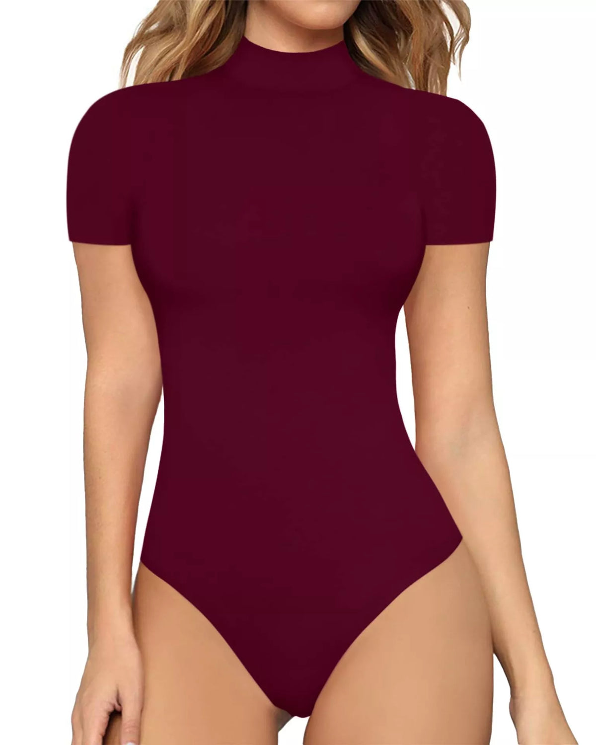 Mock Neck Short Sleeve Bodysuit - Lilixa.store