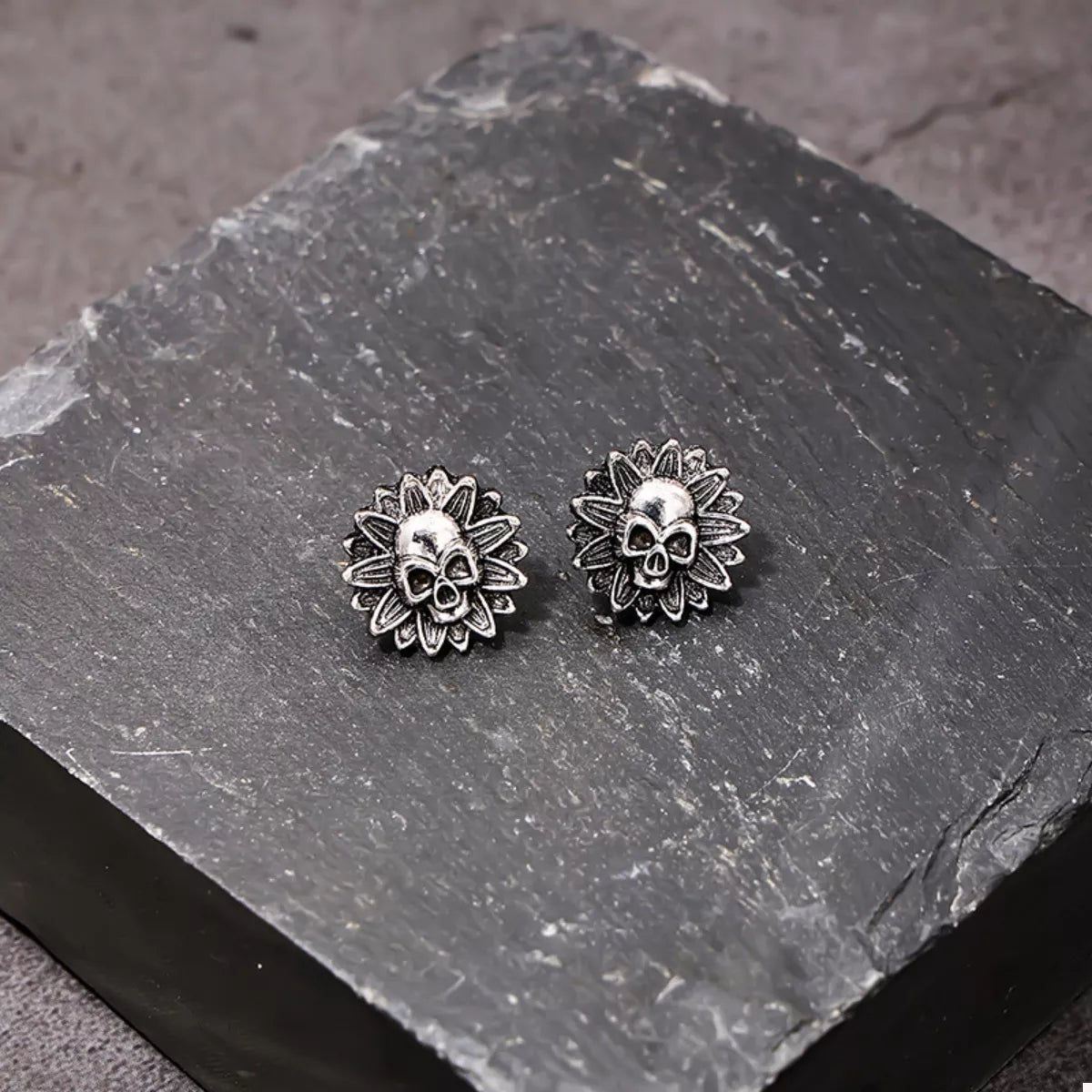 Halloween Skull Sunflower Stud Earrings - Lilixa.store