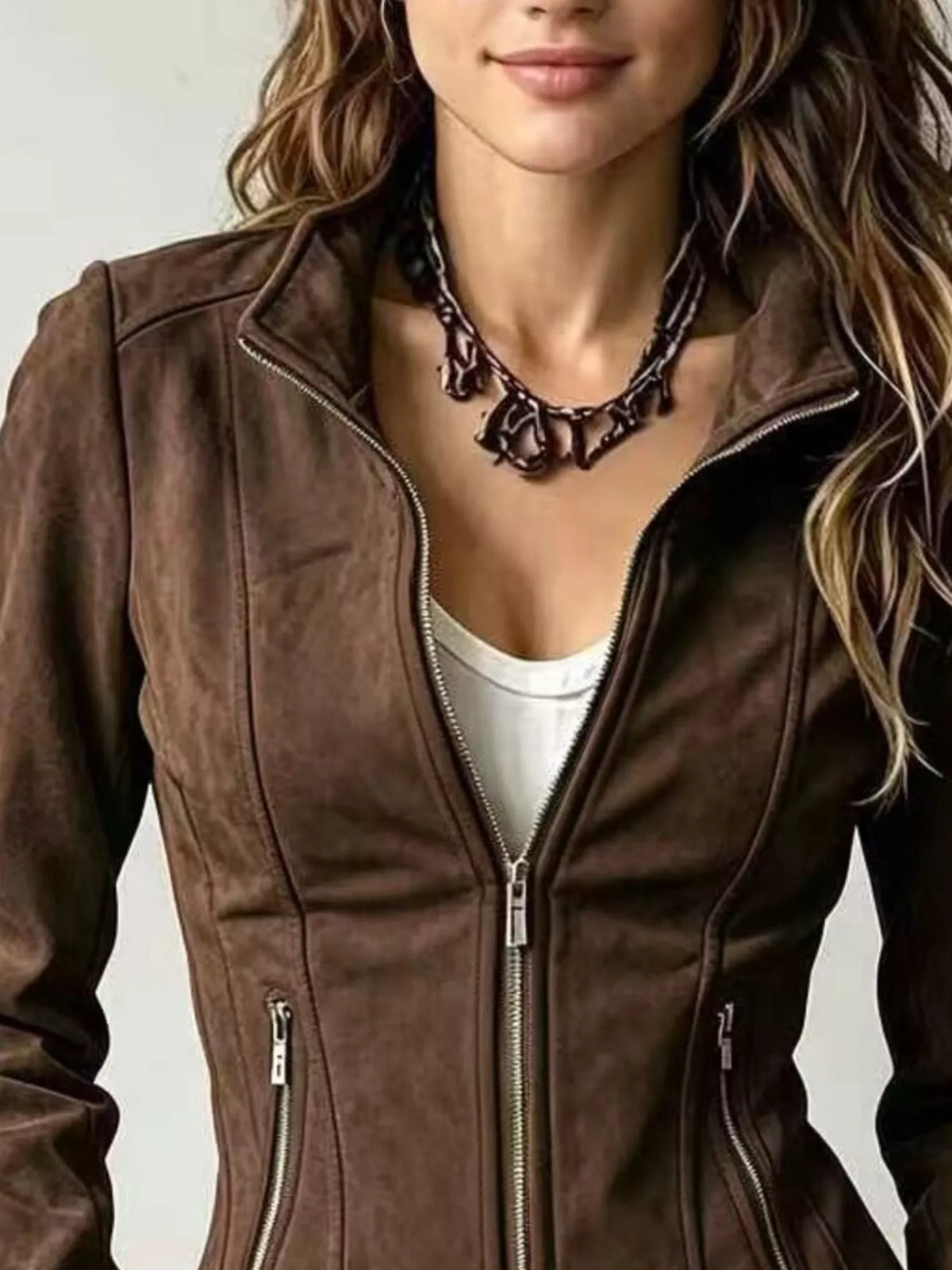 Slim-Fit Zip-Up Jacket - Lilixa.store
