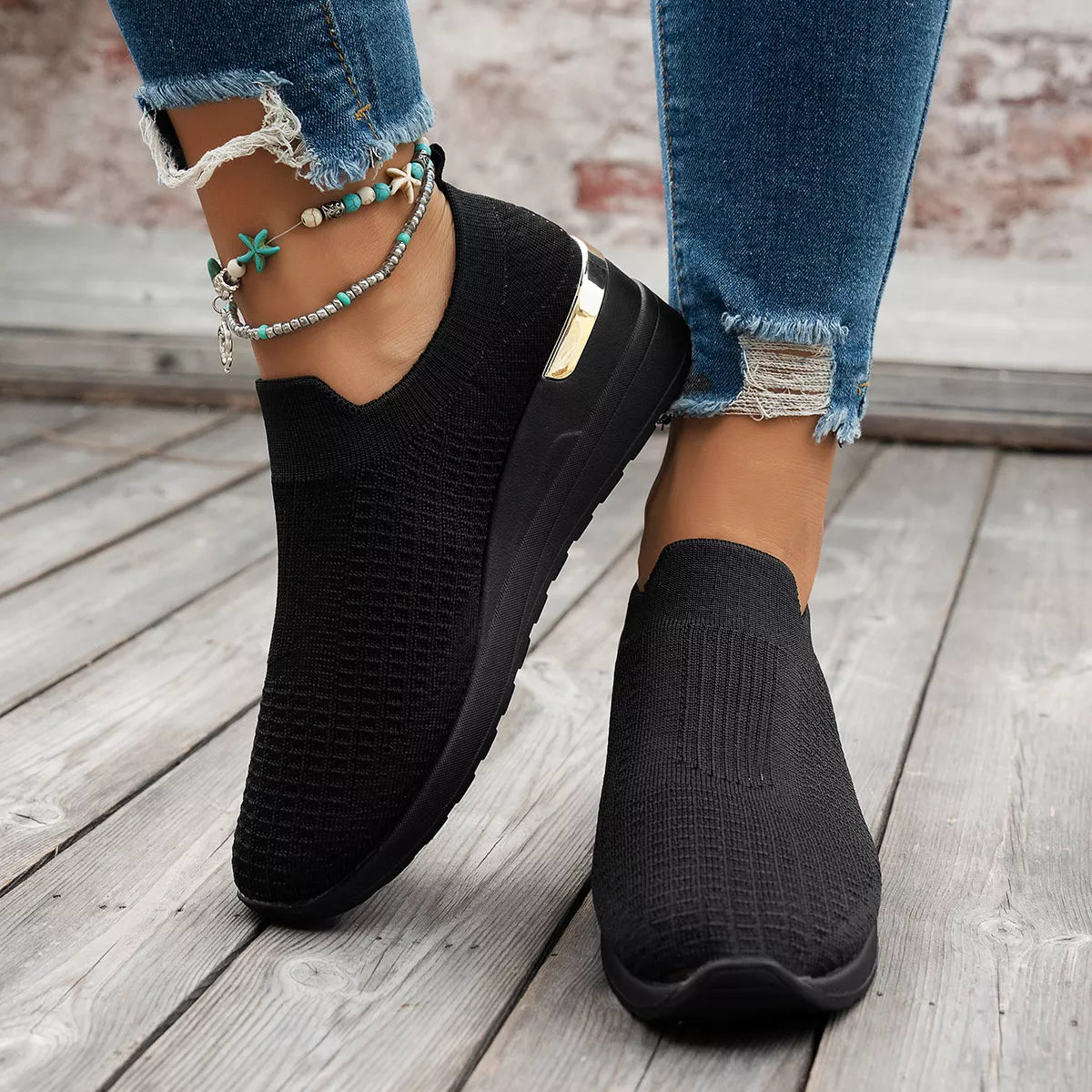 Mesh Round Toe Wedge Athletic - Lilixa.store