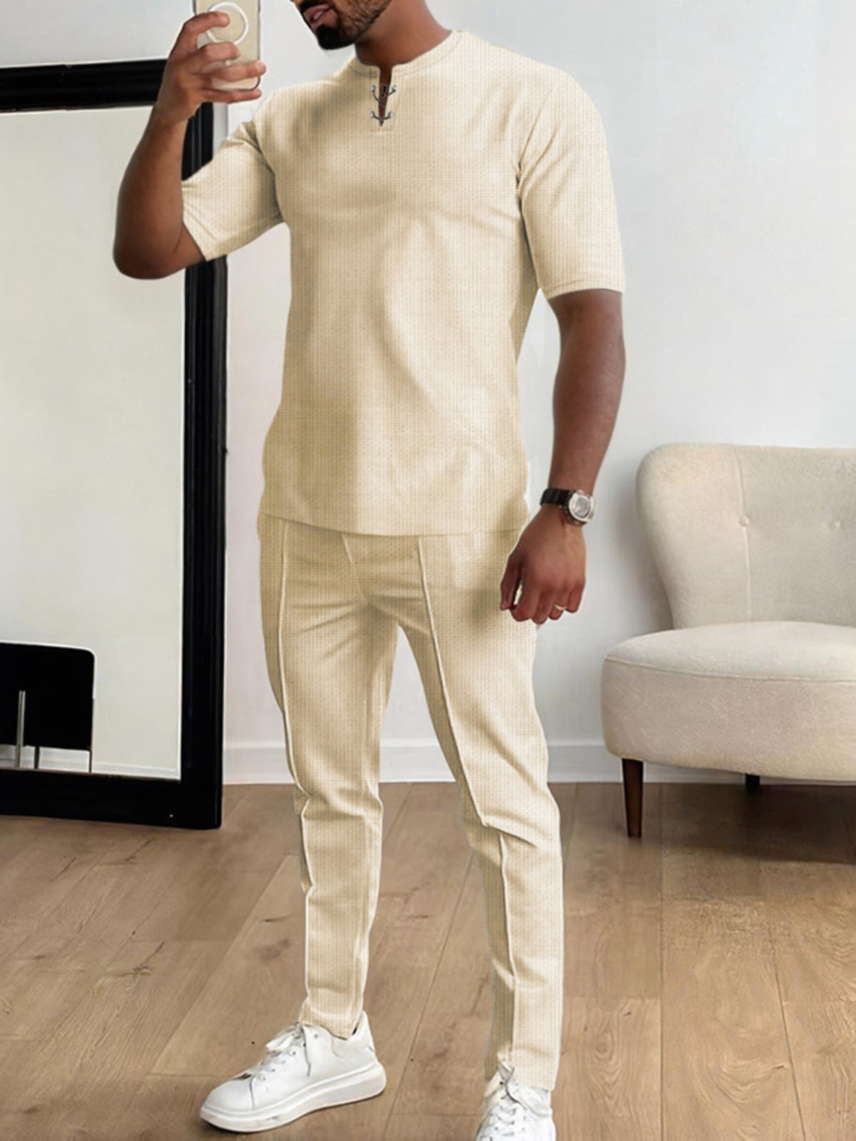 Men's Full Size Casual Short-Sleeve Top and Pants Set Plus Size - Lilixa.store